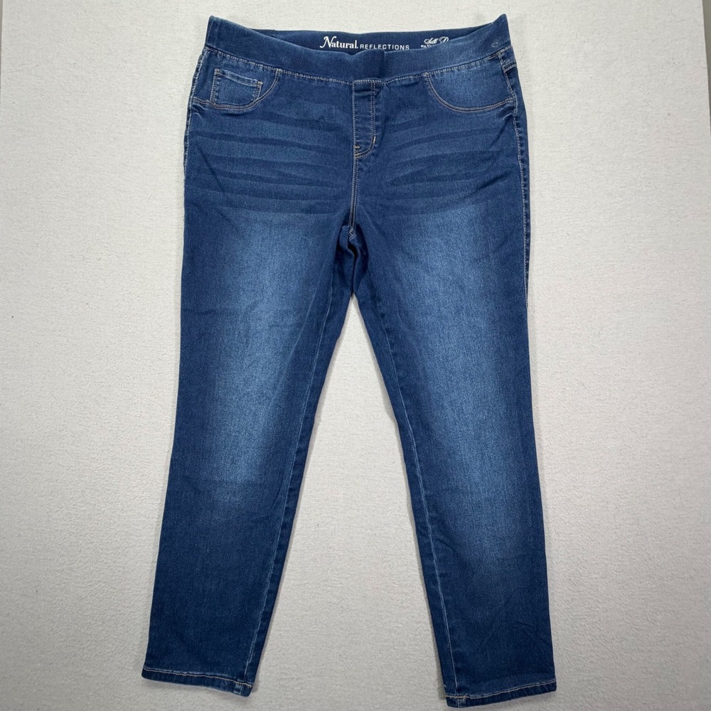 Natural Reflections Womens Jeans Slim Dark Blue Pull On Stretch XL